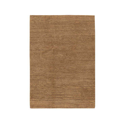 Tapis brun / beige en laine noué à la main 4 pi 7 po x 6 pi 8 po