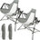 Chaise de camping hamac, chaise berçante pliante portative, chaise pivotante à dossier réglable en alliage d'aluminium avec porte-gobelet, fauteuil inclinable avec sac de transport pour la cour extérieure de voyage, gris (2 pièces)