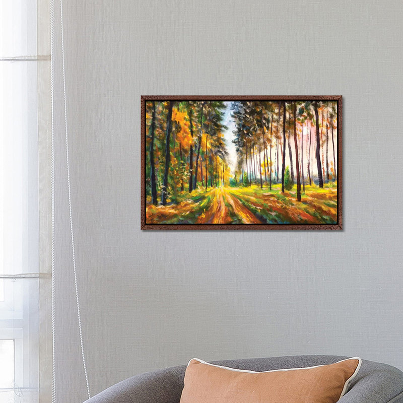 Green And Yellow Leaves On Trees In Woodland by Valery Rybakow - Painting on Canvas, 66.04 cm H x 45.72 cm W
