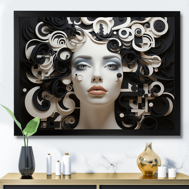 «Black White Opt Transcendent Portrait», reproduction sur toile, Cadre photo noir, H 12 po x l 20 po x P 1 po