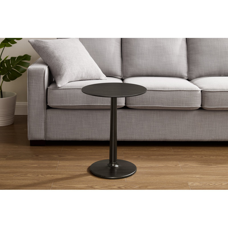 Solid Wood Pedestal End Table, Satin Black