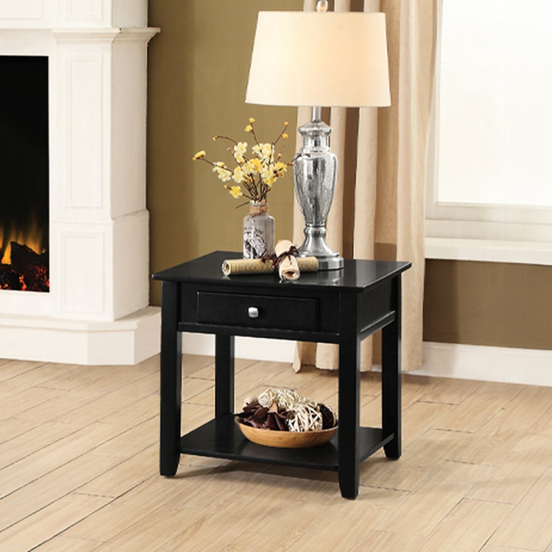Table de bout noire pour une utilisation quotidienne avec style - 22 pouces de haut avec rangement inférieur et 22 po x 22 po