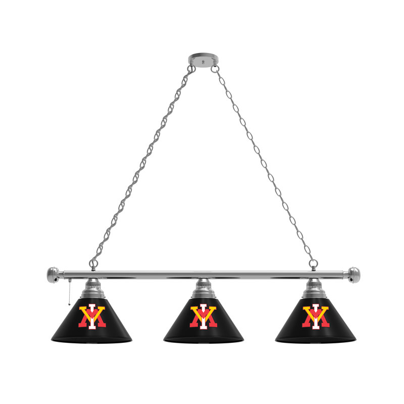 3 - Light Pool Table Lights Pendant, Chrome, VMI Keydets