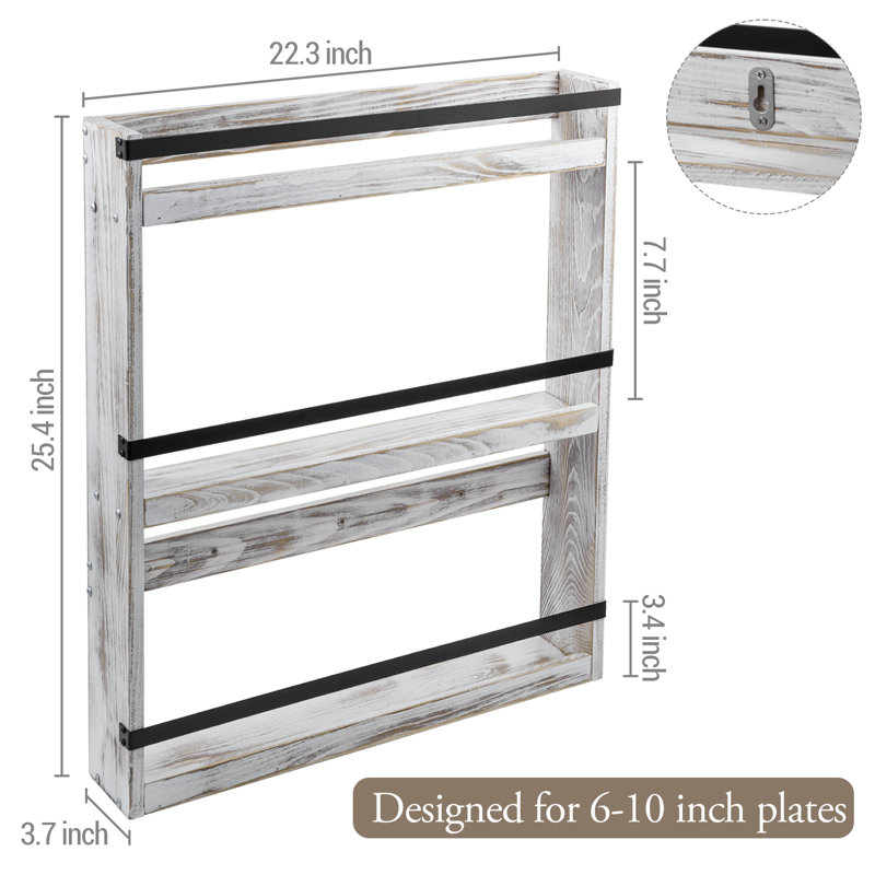 3 Tier Wall Display Wood  Shelf Rack For Plate