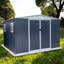 Remise extérieure grise de 12 pi x 10 pi avec toit Apex et 4 fenêtres - Cadre en alliage d'aluminium pour des fenêtres de jardin bien rangées, un rangement attrayant efficace