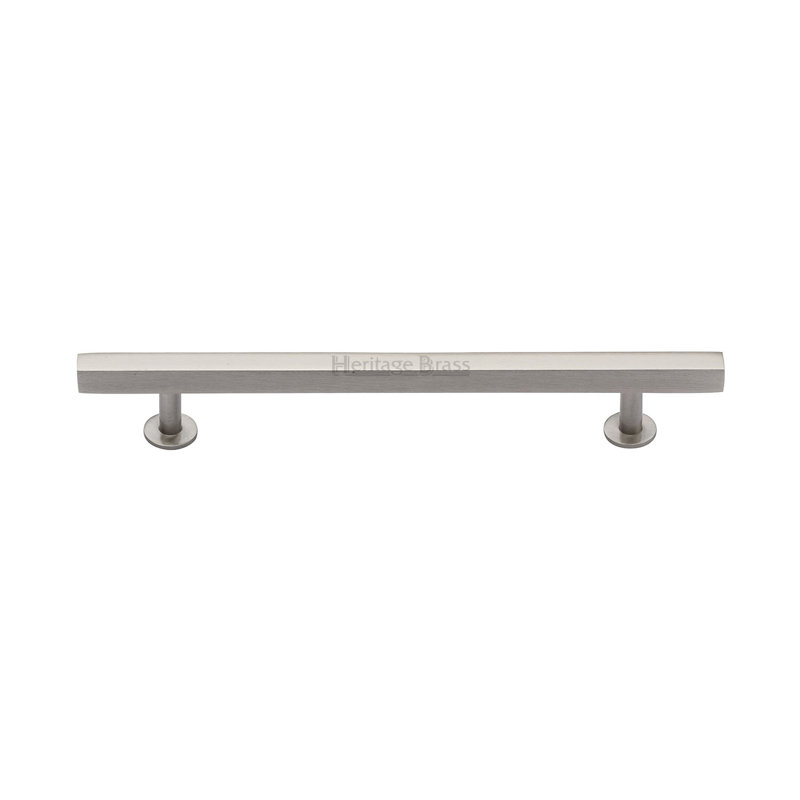 Heritage Brass Heritage Cabinet Pull Square Design with Footings, Satin Nickel, 16cm