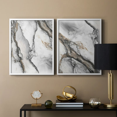 «Abstract Ink Fantasy I», reproduction encadrée de qualité supérieure - prête à être accrochée - aucun clou requis - aucun clou requis