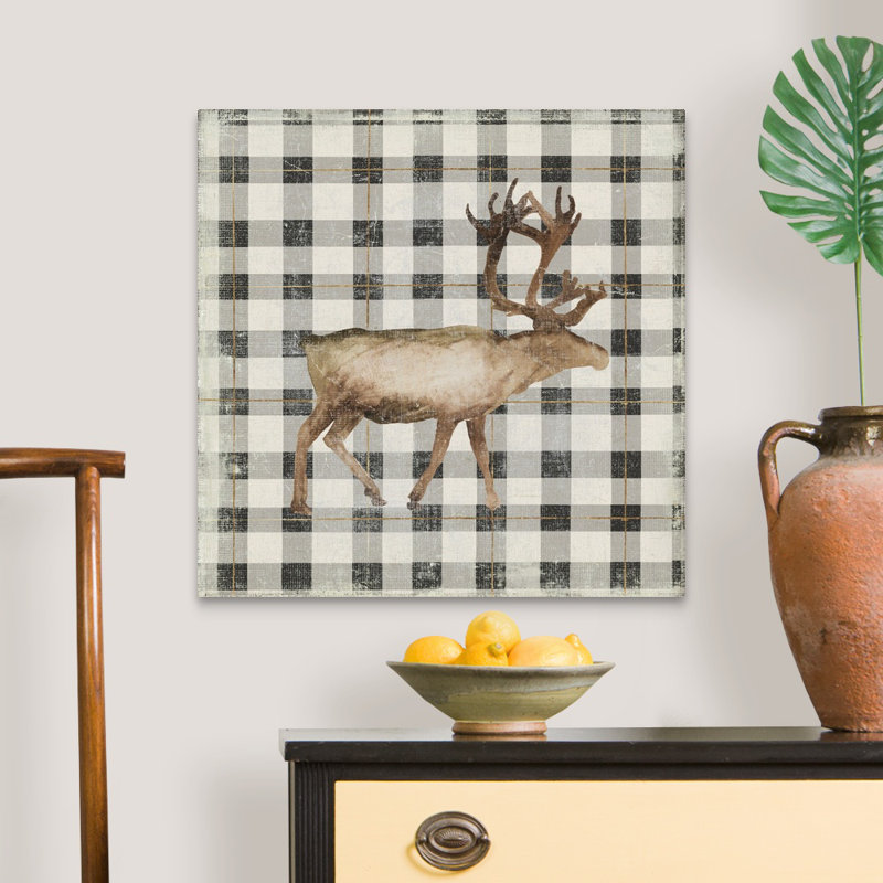 Santa's Deer II - reproduction d'art sur toile, Toile tendue, H 36 po x l 36 po x P 1,25 po