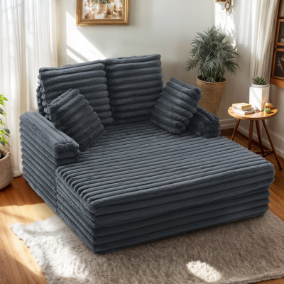 59''D Cloud Sleeper Oversized Chaise Lounge Thick Plush Upholstered Sofa with 4 Pillows(Slate Gray)