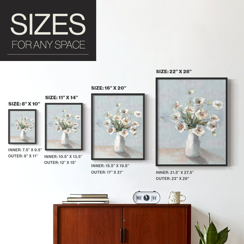 Prettiest Poppies Framed Print - Solid Wood, Black, 10" H x 8" W