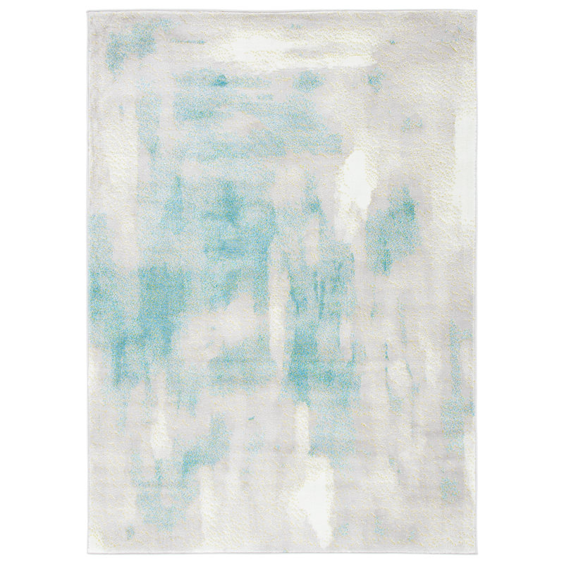 Tapis gris / vert abstrait Mirazo, Rectangle de 3 pi x 5 pi