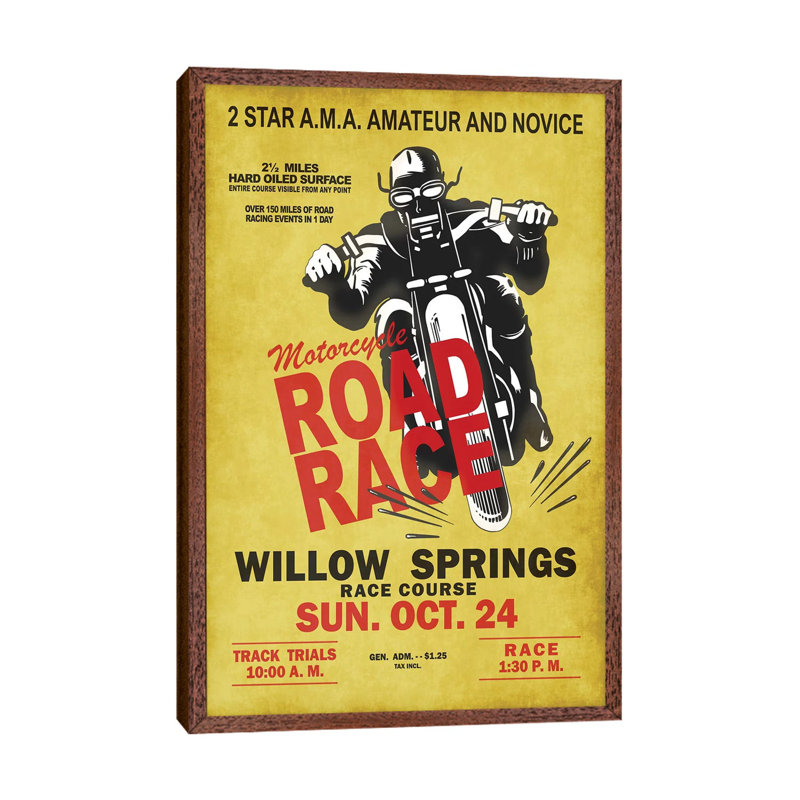Willow Springs Road Race by Mark Rogan - Floater Frame Gallery-Wrapped Canvas Giclée on Canvas, Classic Wood