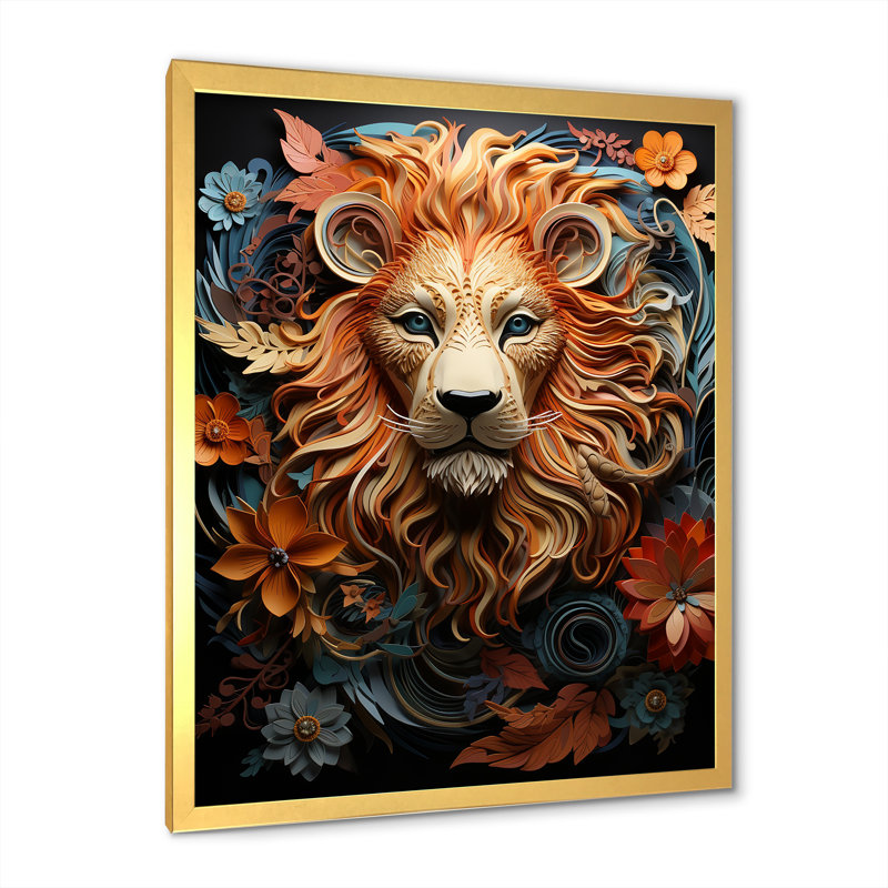 Lions Realm Dominant Presence - impression, H 32 po x l 16 po x P 1 po, Cadre doré simple