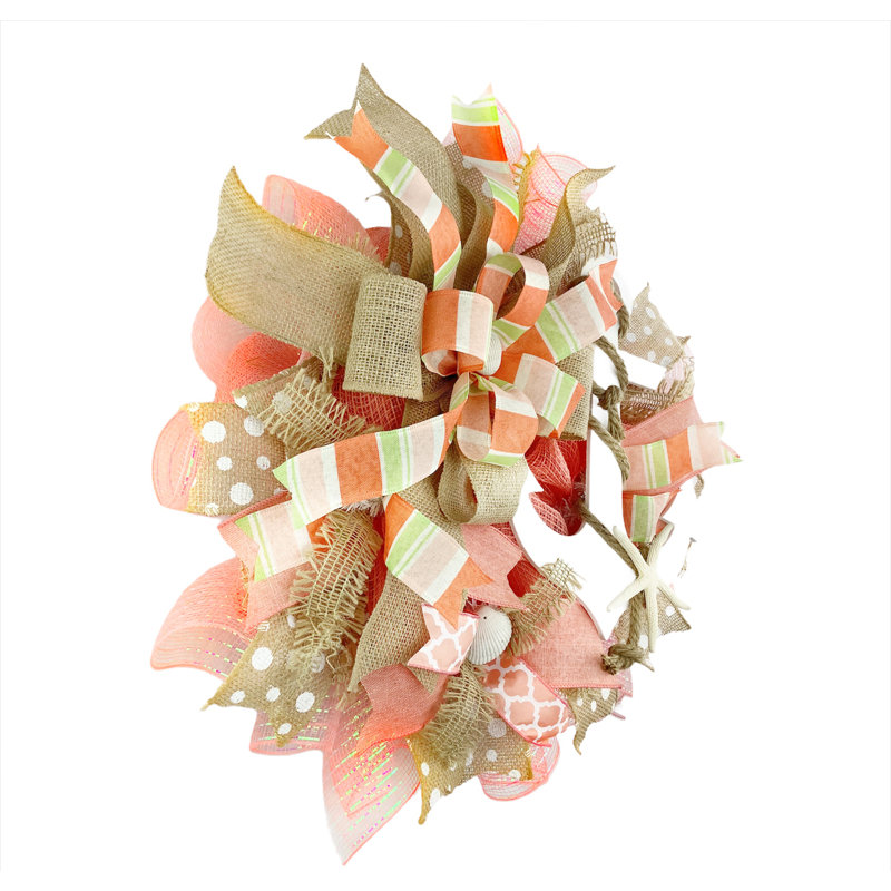 Couronne corail et toile de jute 18 po