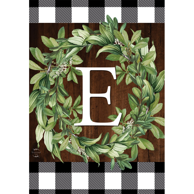 Wreath Monogram Letter E House Flag