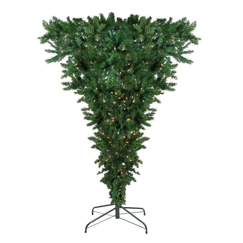 Arbre de Noël artificiel à l'envers 7,5 pi avec lumières artificielles