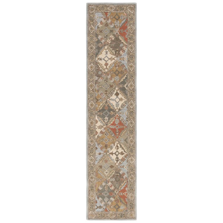 Tapis bleu clair / brun clair en laine touffeté à la main Albert