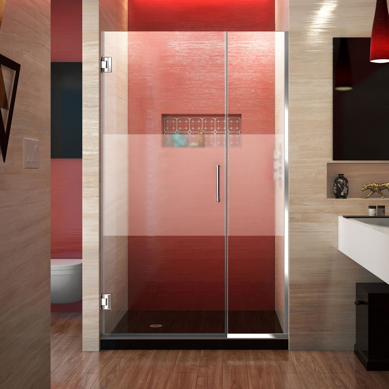 DreamLine Unidoor Plus 37 - 37.5 inch W x 72 inch H Frameless Hinged Shower Door in Chrome, Chrome, 37.5"