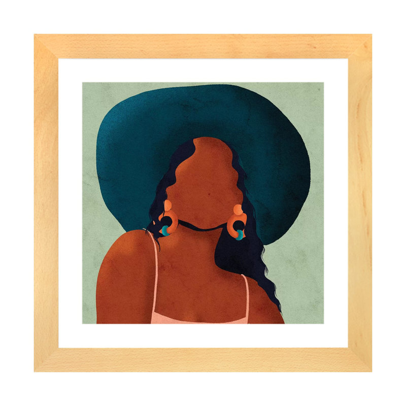 Kim par Reyna Noriega - impression d'art graphique, Toile avec cadre en bois beige, H 24 po x l 24 po x p 1 po, Blanc