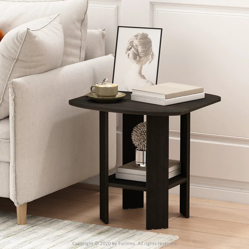 Table de bout à 4 pieds avec rangement Sarwar, Espresso