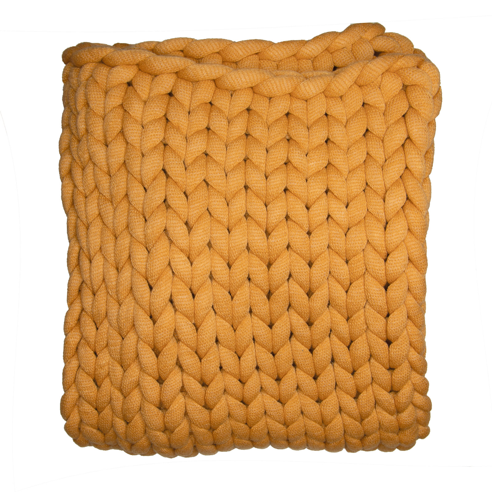 Maxine Acrylic Chunky Knit Throw Blanket, Gold