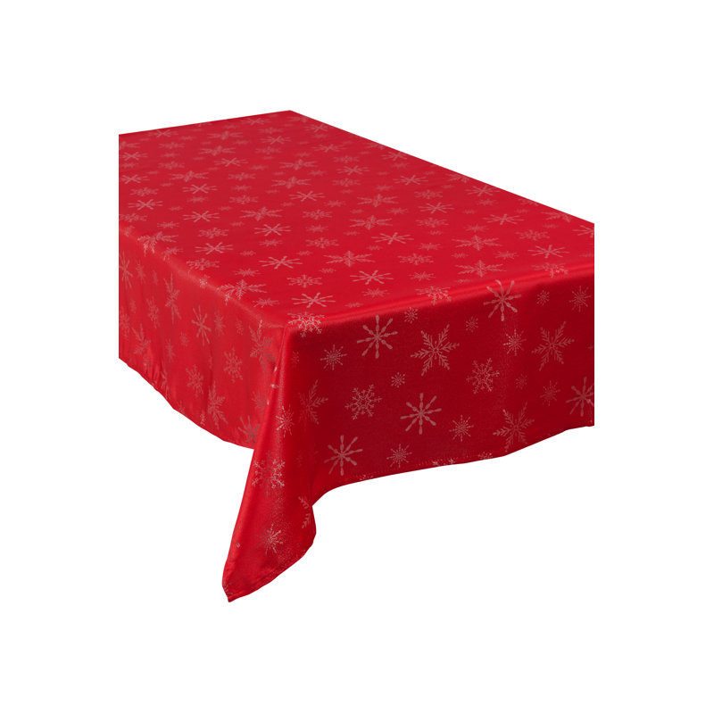Christmas Snowflake Tablecloth, 137cm Round, Red