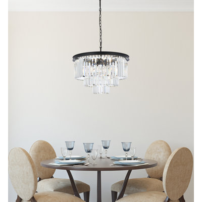 Yazmin 9 - Light Steel Dimmable Tiered Chandelier