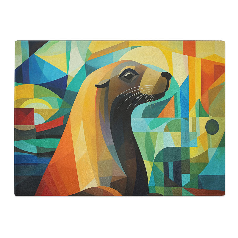 Sea Lion Abstract  Glass Chopping Board