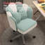HDHNBA Petal Velvet Mid Back Swivel Vanity Desk Chair with Bow Cushion and Rolling Casters-1803947139