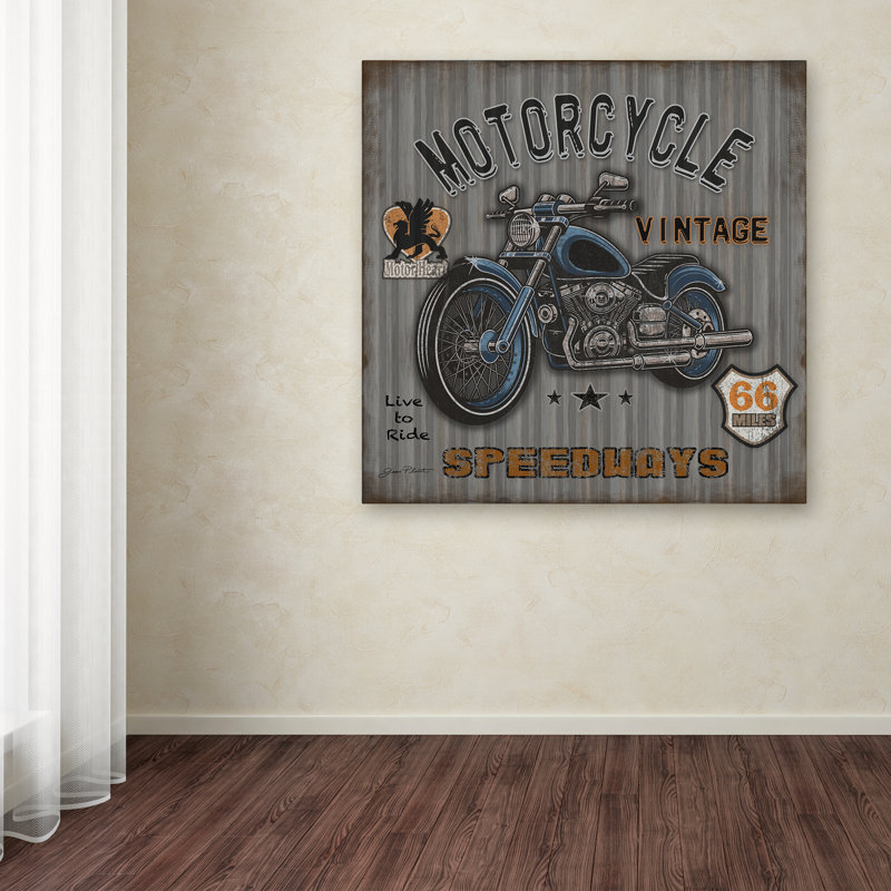 « motocyclette speedway 2 », publicité sur toile tendue, H 14 po x l 14 po