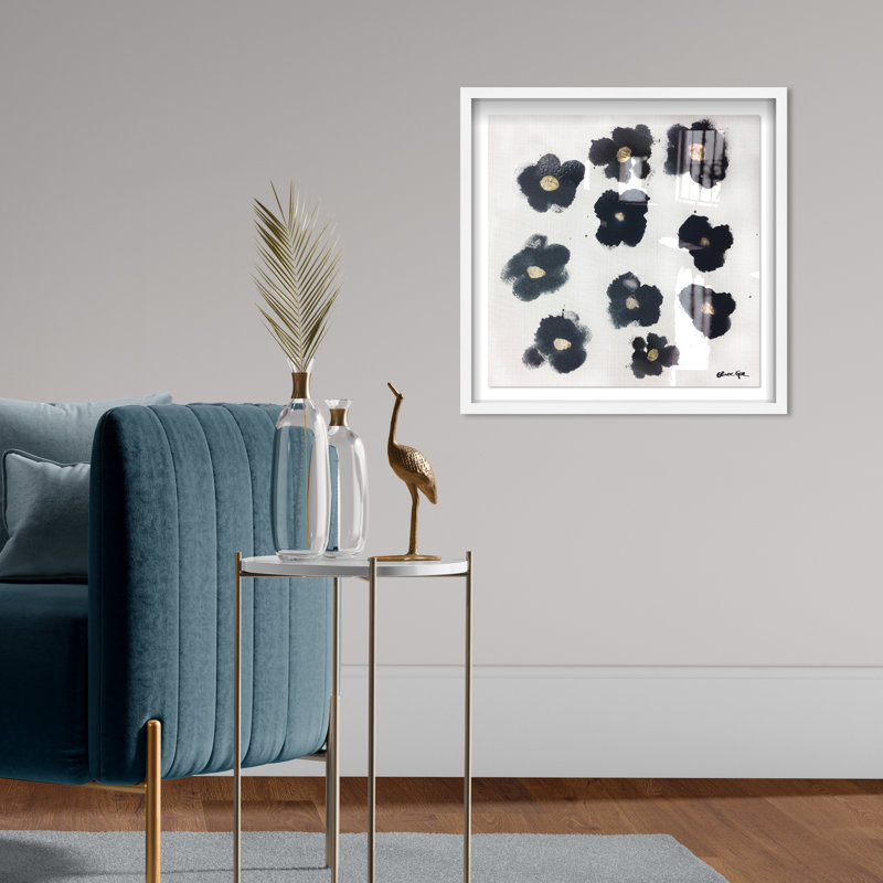 Coco's Gold Camellias - Graphic Art, 22" H x 22" W, Shadowbox, White