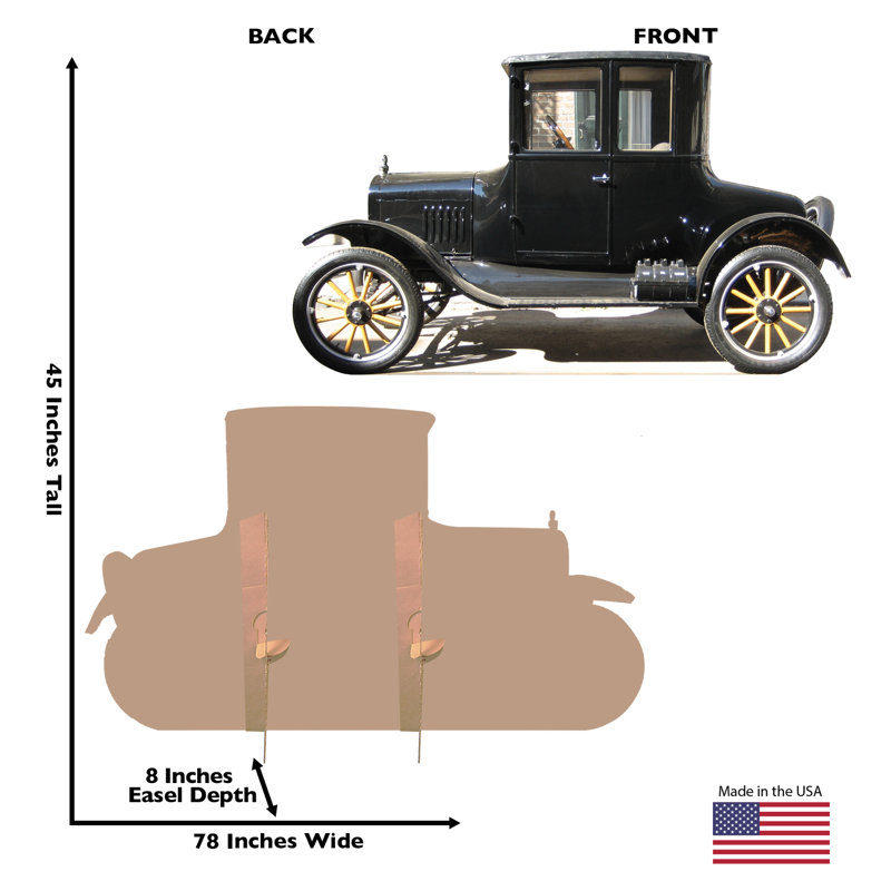 Life-Size Black and Yellow Classic Car Cardboard Standup