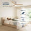  Ventilateur de plafond moderne de 52 pouces avec lumière, 3 pales en bois massif, moteur à courant continu, 6 vitesses, montage encastré pour chambre à coucher, salon-487938239