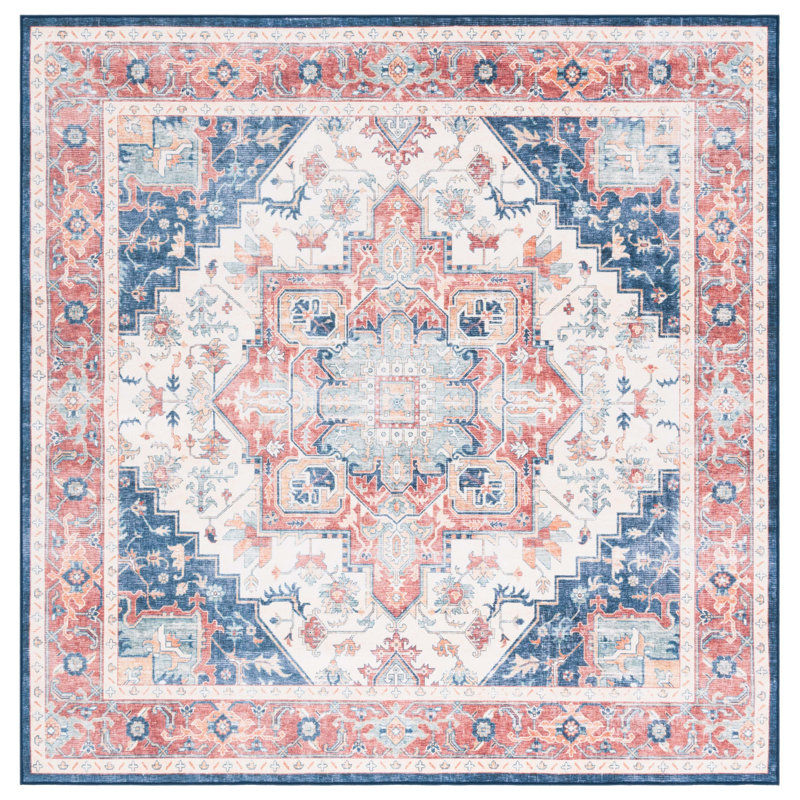 Abigeal Performance Machine Washable Oriental Rug, Square 6'