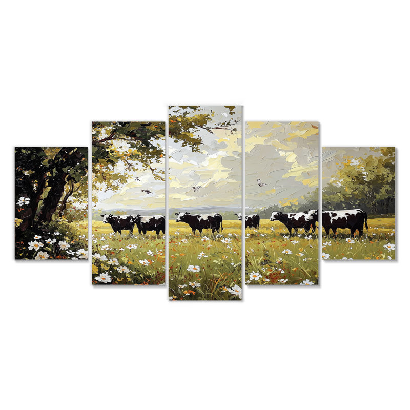 «Green and Brown Cow», ensemble d'art sur toile