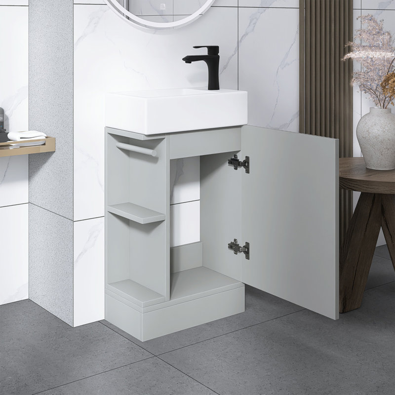 Meuble-lavabo sur pied 19 po avec lavabo, Gris