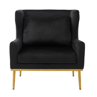 Modern Velvet Accent Chair with Iron Frame & Cushion