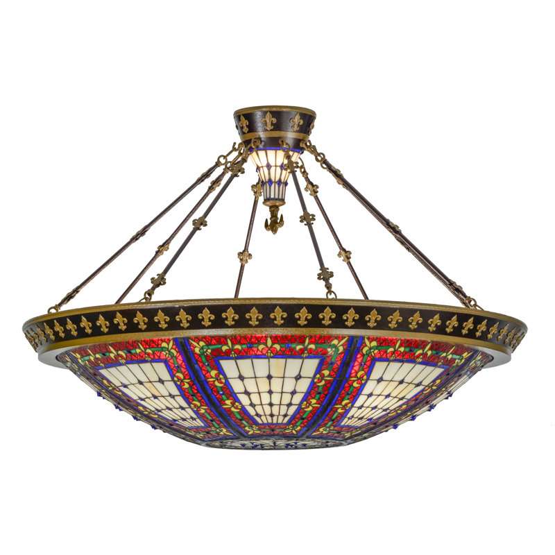 45" Multicolor Glass and Nickel Globe Pendant Light