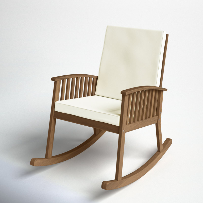 Chaise berçante avec coussins Rashmare, Structure brune patine / coussin crème