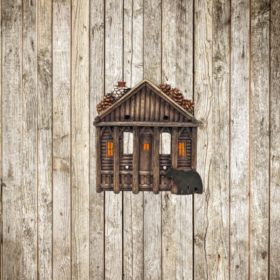 Resin Rustic Double Toggle Switch Cover Cozy Cabin with Bear Design