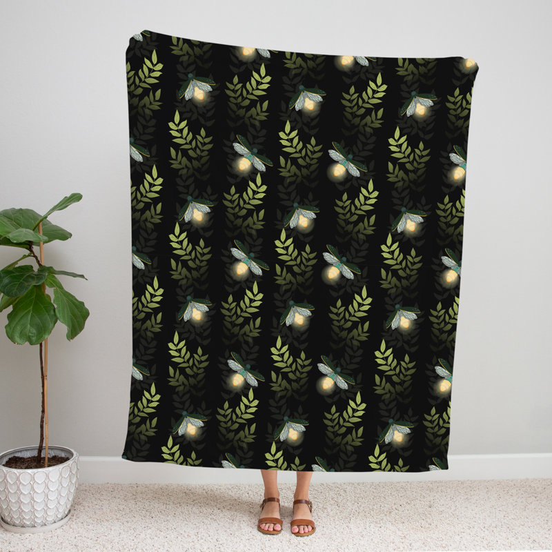 Jeté , L 51 po x L 60 po, Floral, Noir / Vert/ Gris