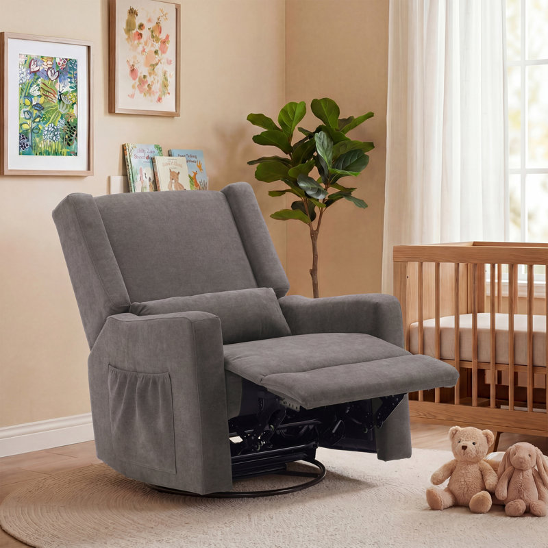 Fauteuil inclinable et oscillant pivotant en chenille de 32,8 po de large Tucker, Brun