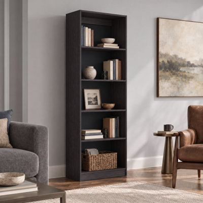 Modifier le nom sur le site Bibliothèque moderne Lexington à 4 niveaux, étagère haute autoportante avec étagères ouvertes pour salon et bureau à domicile