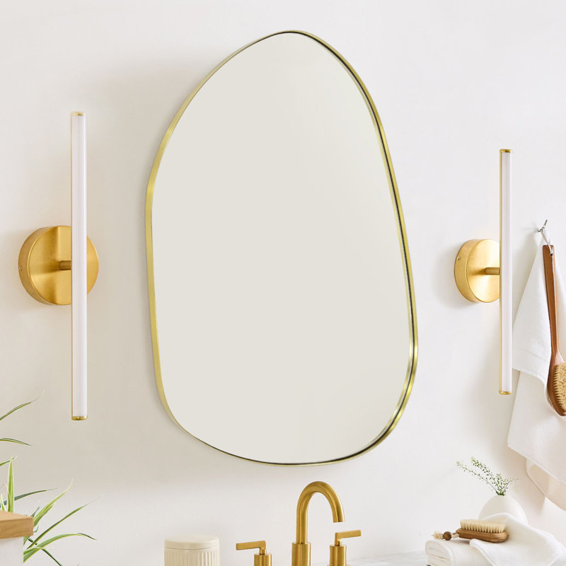 Miroir mural Bertlinde, 26 po x 36 po, Or brossé