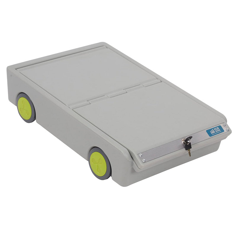 Lock And Roll Personal Safe With Steel Cable, Under-Bed Storage Box For Laptops, Tablets, And Documents, Key-Locking Lid And Wheels For Secure Travel And Home Use
