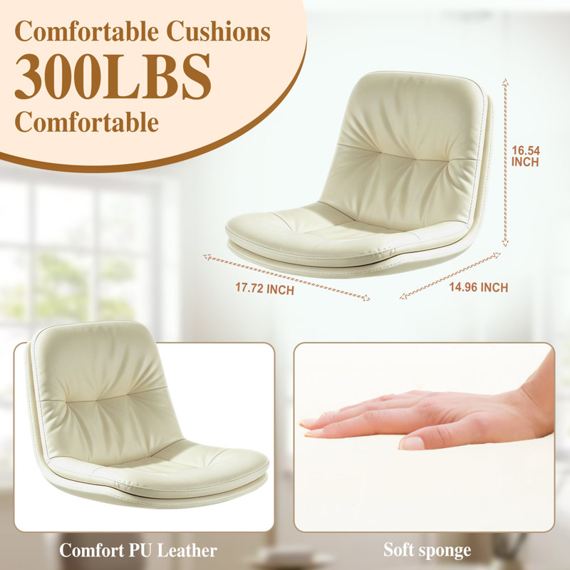 Ensemble de 4 tabourets de bar pivotants en similicuir avec sièges rembourrés 360, blanc, White, Set of 4