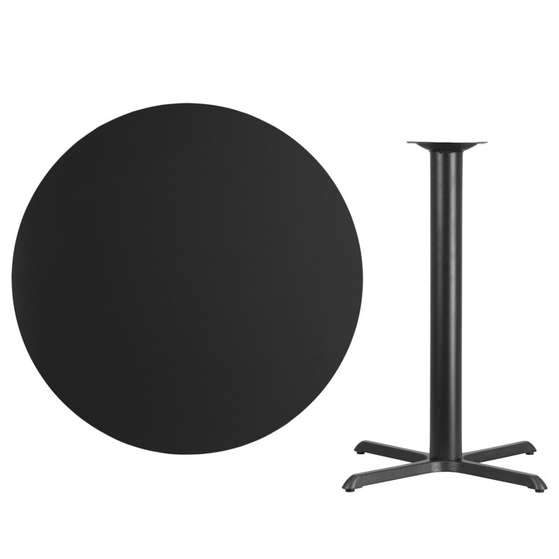 42'' Round Black Laminate Bar Height Table with X-Base