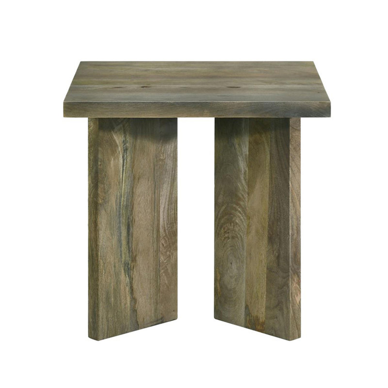 Table de bout carrée en bois massif, brun mangue