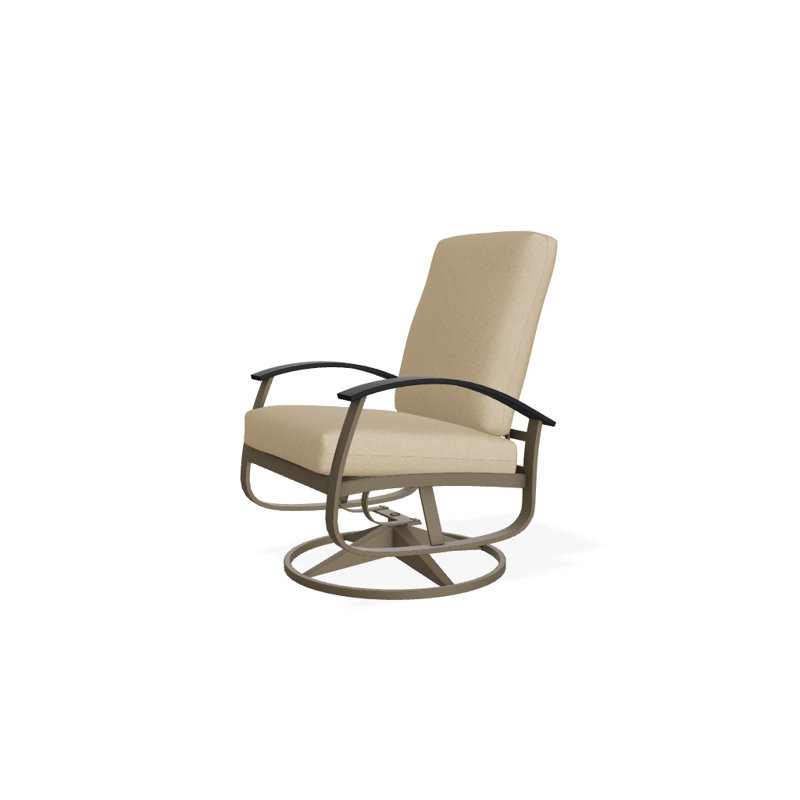 Belle Isle Outdoor Swivel Lounge Chair, Canvas Air Blue Sunbrella® Canvas, Black P70, Textured Beachwood
