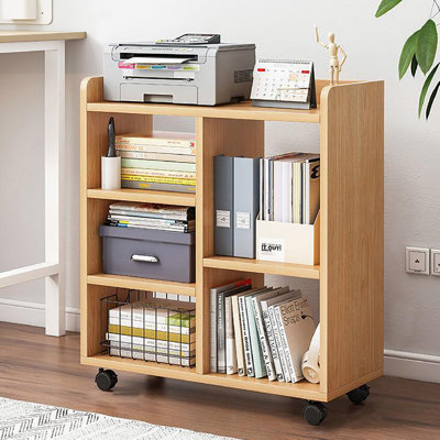 Killaen Wooden Office Organizer with Lockable Wheels for Home Office
